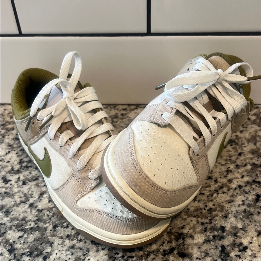 Nike Big Kids Olive Green and Beige Low-Top Sneakers - Picture 2 of 8